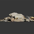 Natural Wood And Stone Raw Materials Pile With Various Sizes And Textured Surfaces