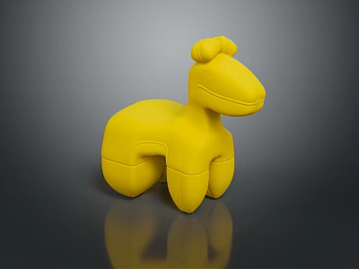Yellow Cartoon Animal Toy Figure With Playful Rounded Design And Smooth Surface 3d model