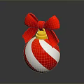 Weapon Themed Christmas Ornament Featuring Red Bow And Striped Pattern Design 3d model