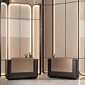 Modern Double Reception Desks With Lighted Glass Panels And Metal Frames 3d model