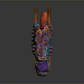 Colorful Woven Rocking Horse With Vibrant Tassels And Wooden Rocker Design