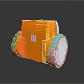 Orange Compact Computer Device With White Wheels Grille Design And Reflective Base 3d model