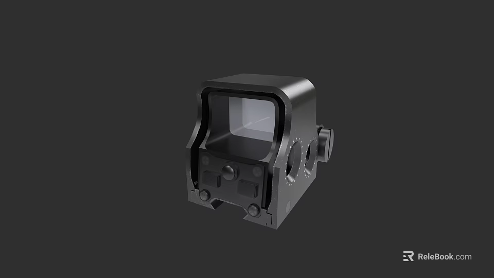 Black Tactical Weapon Red Dot Sight With Durable Construction And Clear Lens 3d model 