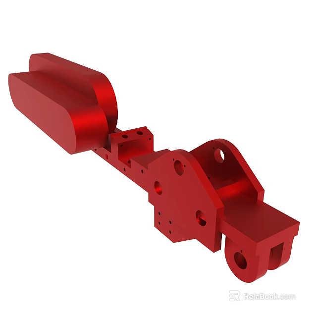 Red Metal Mechanical Part With Structural Holes And Engineering Components 3d model