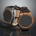 Stylish Black And Brown Leather Strap Watches With Round Dial Design
