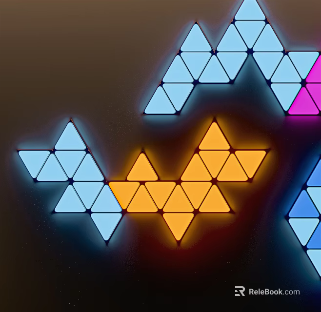 Colorful Triangles Geometric Pattern Illuminated Modern Wall Decor For Home Interiors 3d model 