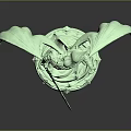 Glowing Green Dragon Statue With Wings Weapon And Flame Base Design