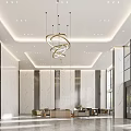 Elegant Bright Luxury Marble Company Reception Lobby With Comfortable Lounge Seating And Artistic Chandelier