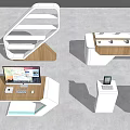 Modern Display Shelves With Wooden And White Design For Electronic Devices Showcase