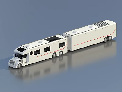 White Motorhome With Attached Trailer Featuring Windows And Mobile Living Design 3d model