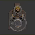 Vintage Manual Juicer With Yellow Metal Structure Circular Tray And Press Component For Extracting Juice
