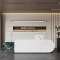 Elegant Modern Marble Office Reception Counter With Warm Ambient Commercial Lobby Interior Design Details