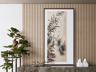 New Chinese Plant Painting Ink Decorative Painting 3d model