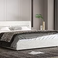 Modern Bedroom Interior With Large Bed Floor Lamp Area Rug And Window View
