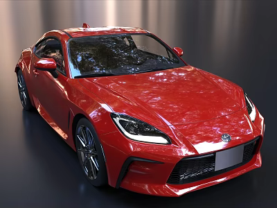 Red Modern Sports Car Boasting Sleek Body Design Striking Front Fascia And Alloy Wheels 3d model