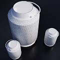 Ceramic Vessels Set With Large And Small Containers White Patterned Design Black Background 3d model