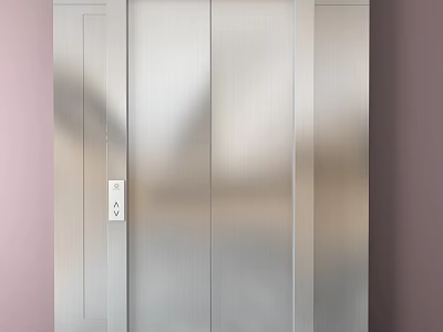 Public Facility Elevator Door With Silver Metallic Finish And Control Panel 3d model
