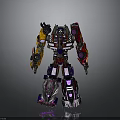 Colorful Transformer Robot Figure With Detailed Red Purple Armor And Mechanical Parts