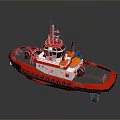 Red and White Toy Tugboat Model With Black Details and Small Antenna