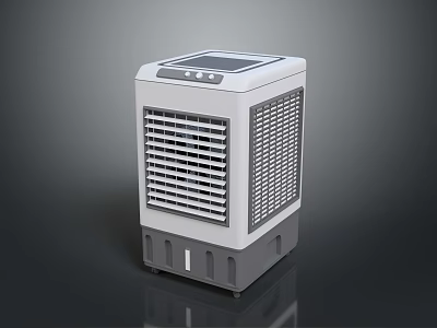 Modern Portable Air Cooler with White Gray Design and Control Panel Grille 3d model