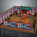 Traditional Asian Interior With Wooden Shoji Screens Tatami Mats And Wave Patterned Decor