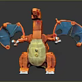 Orange Dragon Toy Figure With Blue Wings Yellow Belly And White Claws