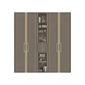 Elegant Modern Luxury Bookcase Design With Wooden Texture Metal Handles And Open Shelves