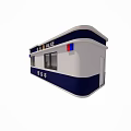 Outdoor Police Booth Structure in Blue and White with Windows Public Security and POLICE Signage