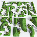 Natural Decorative Microlandscape Design With Green Grass Small Stones And Plants