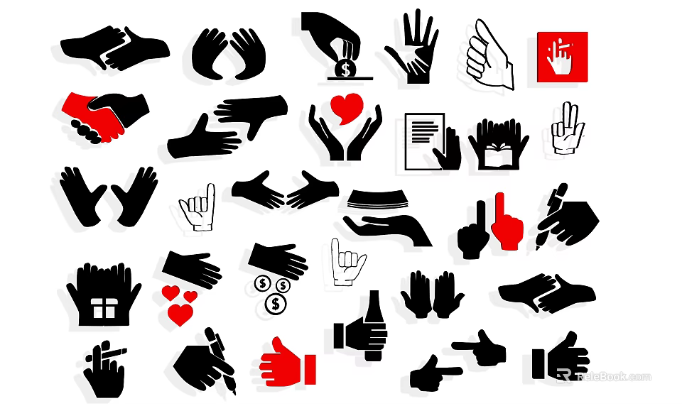 Creative Wall Decor With Various Hand Gesture Designs For Home Decoration 3d model 