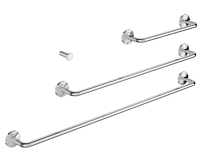 Bathroom Cabinet Rack With Multiple Chrome Towel Bars Wall Mounted Design 3d model
