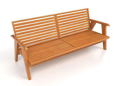 Exhibition Bench With Slatted Wooden Design And Armrests For Trade Shows 3d model