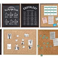 Modern Blackboard Cork Board Message Board Small Blackboard 3d model