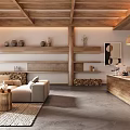 The hotel front desk sofa tea table combination in the lobby of the hotel is the reception hall of the silent background wall. 3d model