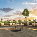 Elegant Wooden Outdoor Sofa Set With Side Table For Cozy Rooftop Terrace Leisure Space