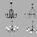 Chandeliers With Various Designs Featuring Candle Shaped Glass Shades Spherical Bulbs And Metal Frames