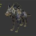 Fierce Blue Mythical Wolf With Spiky Fur And Red Fangs As Game Character