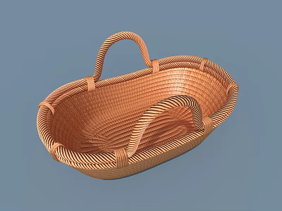 Woven Basket Household Essential Natural Material Oval Shape Dual Handles for Storage and Organizing 3d model