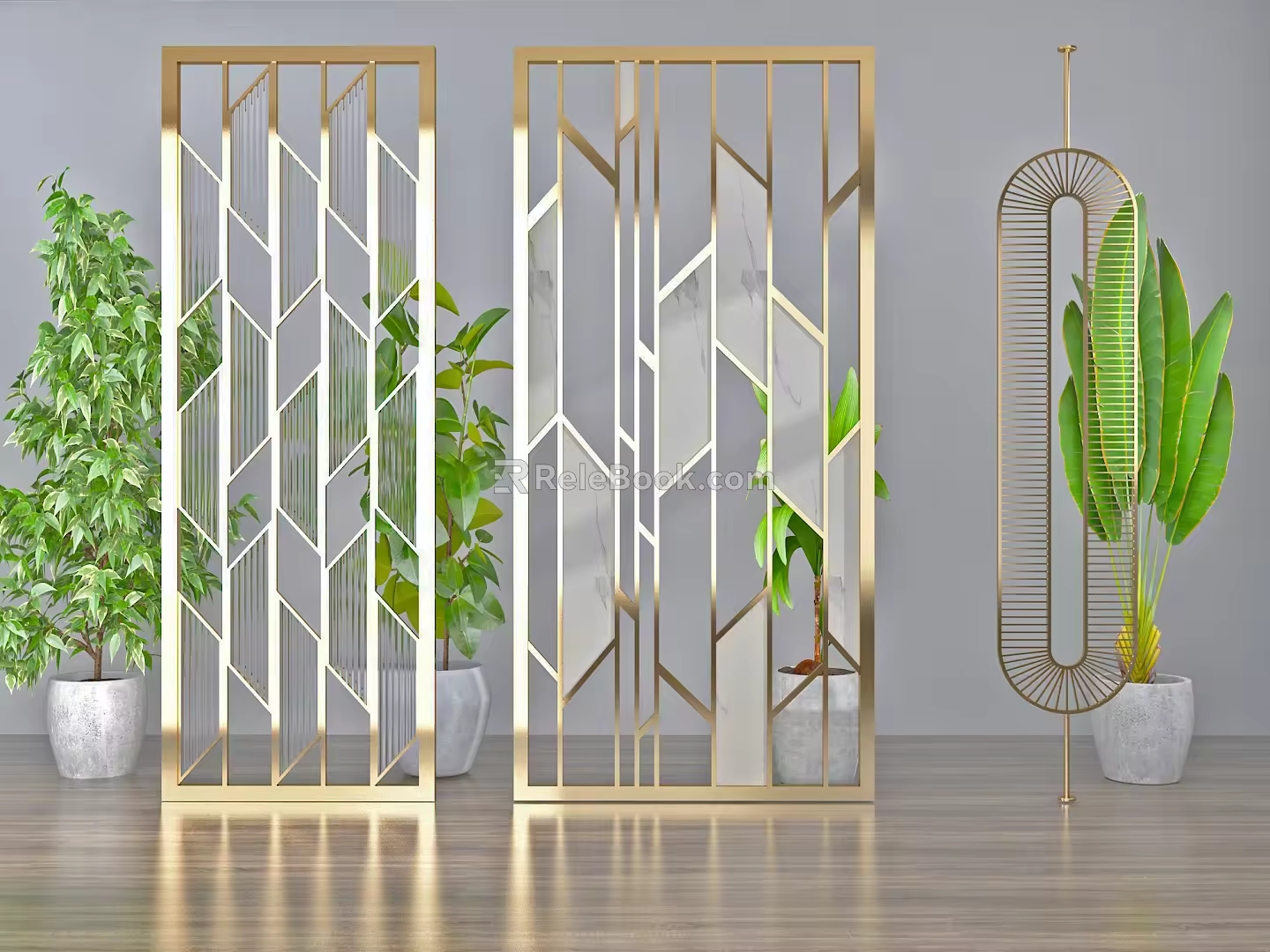 Light Luxury Partition Screen Partition Combination 3d model
