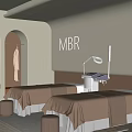 Luxurious SPA Treatment Room With Twin Brown Linen Beds Arched Doorways And Vanity