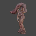 Grotesque Game Movie Character With Long Neck Twisted Body And Reddish Brown Skin