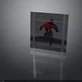 Glass Wall With Spider-Man In Red And Black Costume Standing In Front Of Reflective Background