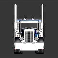 Blue And Black Heavy Duty Truck With Shiny Cab Silver Grille And Tall Stack Pipes