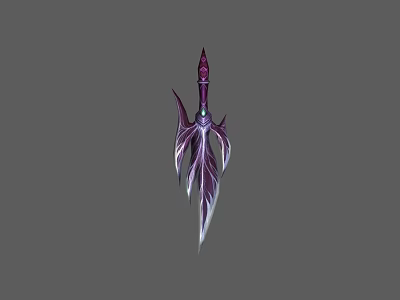 Fantasy Style Purple And White Spiked Spear With Decorative Crystal Accents 3d model