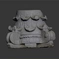 White Stone Carving Base With Intricate Lotus Petal Design And Classical Decorative Details