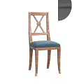 Elegant Leisure Chair With Wooden Frame Blue Upholstered Seat And X Shaped Backrest Design