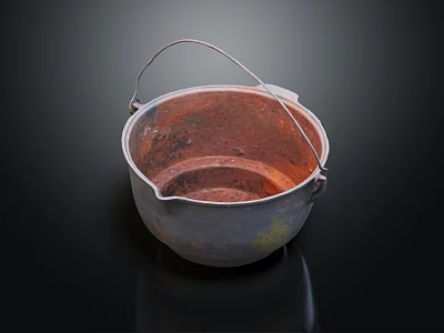Aged Rusty Metal Bucket With Handle As Vintage Household Living Item 3d model