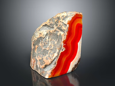 Natural Stone And Wood With Red Veins And Organic Textured Surface 3d model