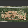 Aerial View Of Natural Landscape With Winding Path And Green Vegetation