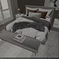 Modern Double Bed Bedroom Interior Design With Plush Pillows Nightstands Lamps And Scenic View
